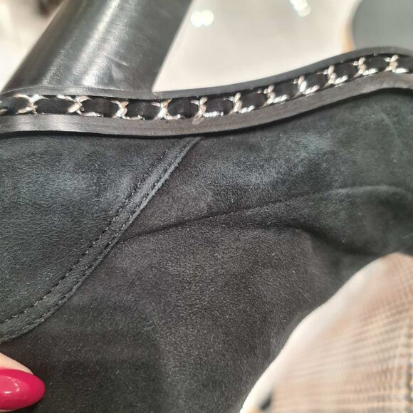 Chanel 2010 Interlocking CC Logo Black Suede Sock Boots Sz.40 - Picture 6 of 11